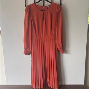 ModCloth Burnt Orange Pleated Dress, Size 4